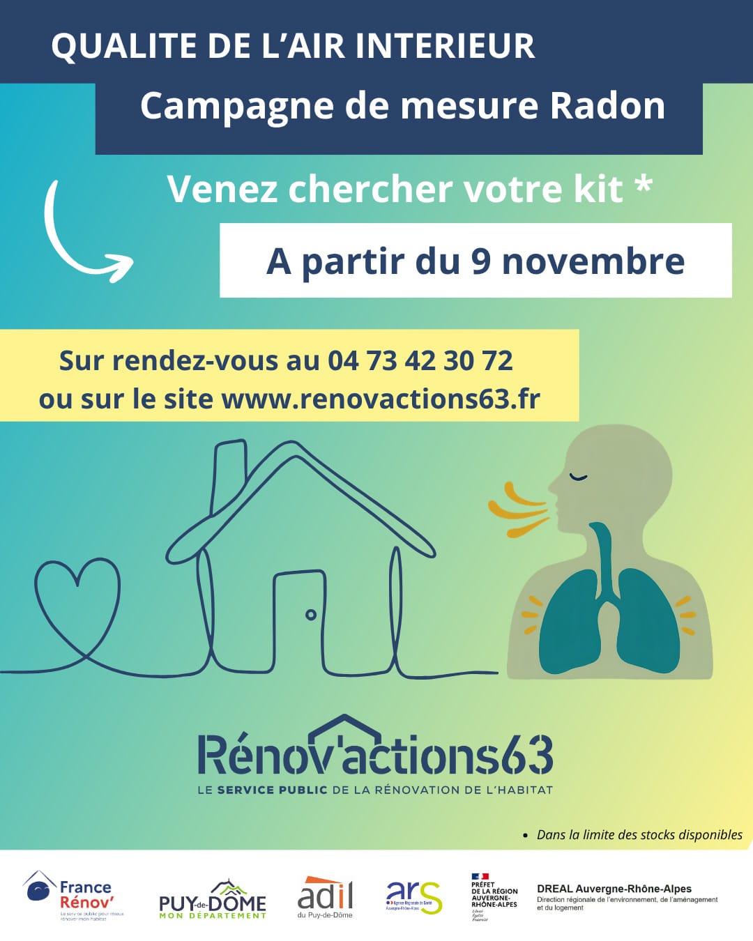 Qualité de l’air intérieur : Rénov’actions63 vous offre un kit de mesure du radon
